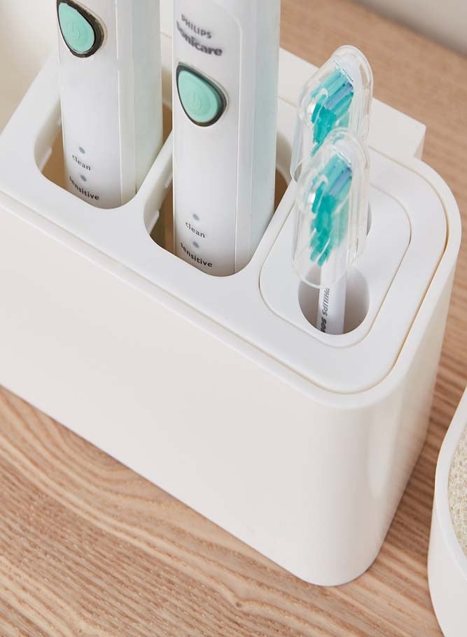 إسكدنيا رف فرشاة الأسنان الخالي من الأظافر، حامل فرشاة الأسنان البلاستيكية القابلة للفصل الأبيض للحمام، المطبخ، المبيت، رف تخزين فرشاة الأسنان الكهربائية، منظمو أدوات النظافة - Image 5