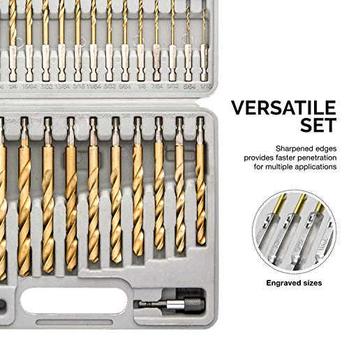 Tooluxe 10055L Titanium Coated Hex Shank Drill Bit Set, 30 Piece | Quick Change Design | 1/16" - 1/2" - Image 4