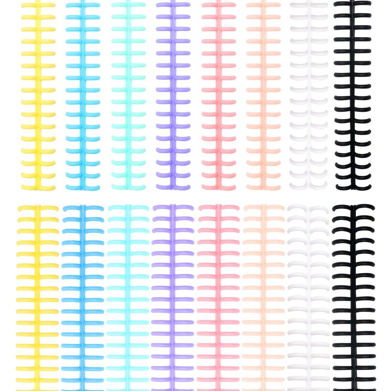 Koceci 16 PCS Comb Binding Spines Plastic Spiral Binding Coils 30 Rings Click Binding Spines for Student Teacher Business Document File Notebook File Making Colorful - Image 2