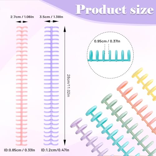 Koceci 16 PCS Comb Binding Spines Plastic Spiral Binding Coils 30 Rings Click Binding Spines for Student Teacher Business Document File Notebook File Making Colorful - Image 3