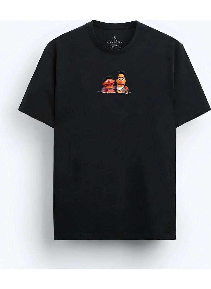 Alex Rosen Oversize Crew Neck Printed Short Sleeve Black T-Shirt  - Image 1