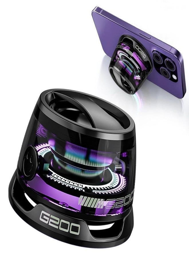 HENIRAG G200 Magnetic Bluetooth Speaker with RGB Lights Portable Mini Wireless Speaker 3D Surround Sound Waterproof Pocket Size Multifunctional 2 in 1 Phone Stand & Speaker for iPhone, Android (Design 4) - Image 5