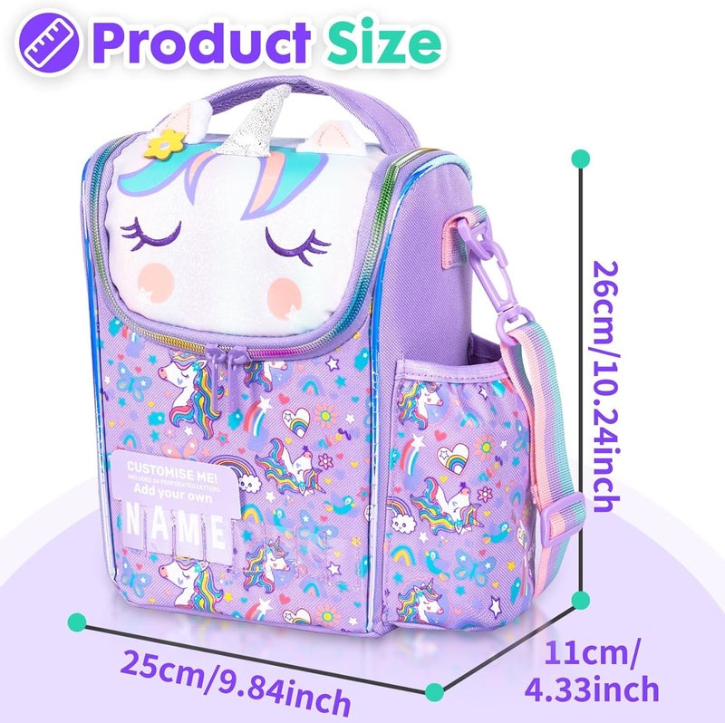 EXILOM حقيبة غداء للأطفال، حقيبة غداء للبنات والأولاد، حقيبة غداء عازلة حرارياً، حقيبة للتوائم والمراهقين، حقيبة سفر مدرسية، حاملة زجاجة ماء وعلبة غداء بحزام قابل للتعديل - Image 5