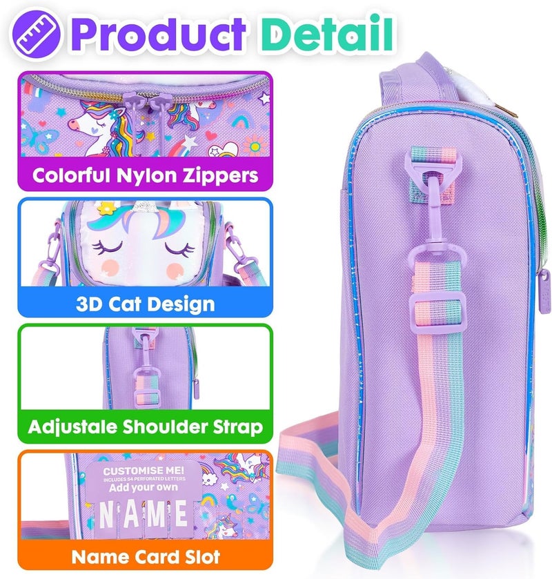 EXILOM حقيبة غداء للأطفال، حقيبة غداء للبنات والأولاد، حقيبة غداء عازلة حرارياً، حقيبة للتوائم والمراهقين، حقيبة سفر مدرسية، حاملة زجاجة ماء وعلبة غداء بحزام قابل للتعديل - Image 4