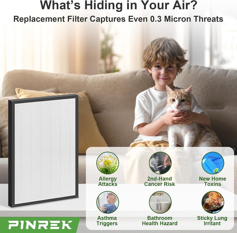 بينريك مرشح استبدال PINREK لجهاز تنقية الهواء 3M Filtrete FAP03 Ultra Clean، مرشح HEPA H13، بديل لـ FAPF03 FAPF034، عبوة مزدوجة للمنزل - Image 5