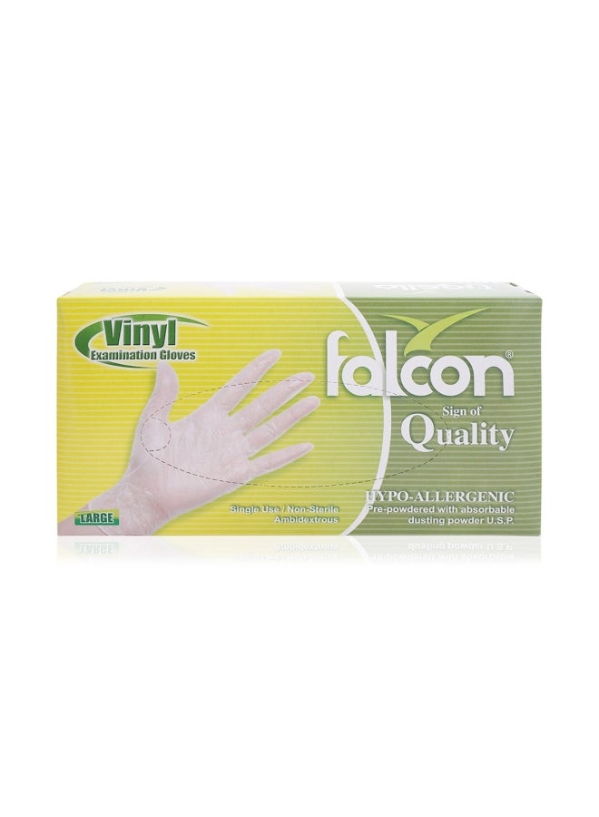 Falcon 100-Piece Vinyl Examination Gloves White - Image 1