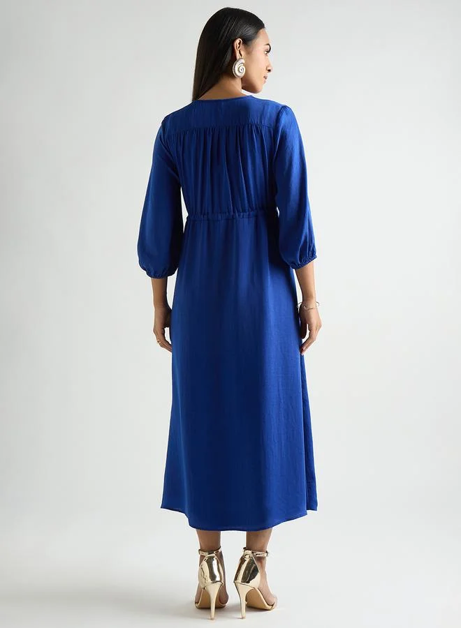 فيميلا فستان ميدي ساتان بخصر زمزم