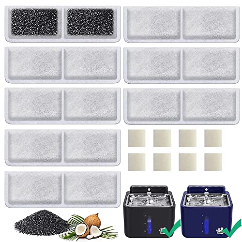 Kastty 8 Pack Replacement Filters and Pump Filters for Battery Operated Cat Water Fountain Made of Activated Carbon and PP Cotton Food Grade - Image 1