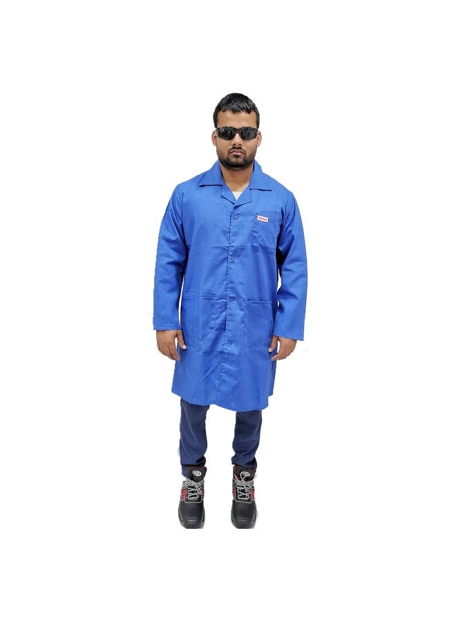 TAHA Lab Coat for Multipurpose Use | Durable Cotton-Poly Blend, Full-Sleeve Workwear for Medical, Industrial, and Laboratory Use | Safety PPE | Unisex Professional Uniform | Navy Blue | Size-2XL  - Image 2