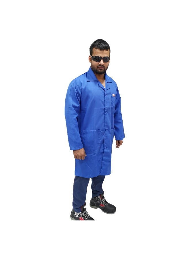 TAHA Lab Coat for Multipurpose Use | Durable Cotton-Poly Blend, Full-Sleeve Workwear for Medical, Industrial, and Laboratory Use | Safety PPE | Unisex Professional Uniform | Navy Blue | Size-2XL  - Image 4