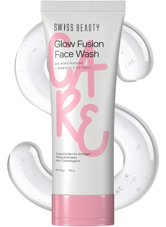Swiss Beauty Care Glow Fusion Face Wash | Deep Yet Gentle Cleanse | 2% Niacinamide & Marigold Extract | Exfoliating | 100gm - Image 1