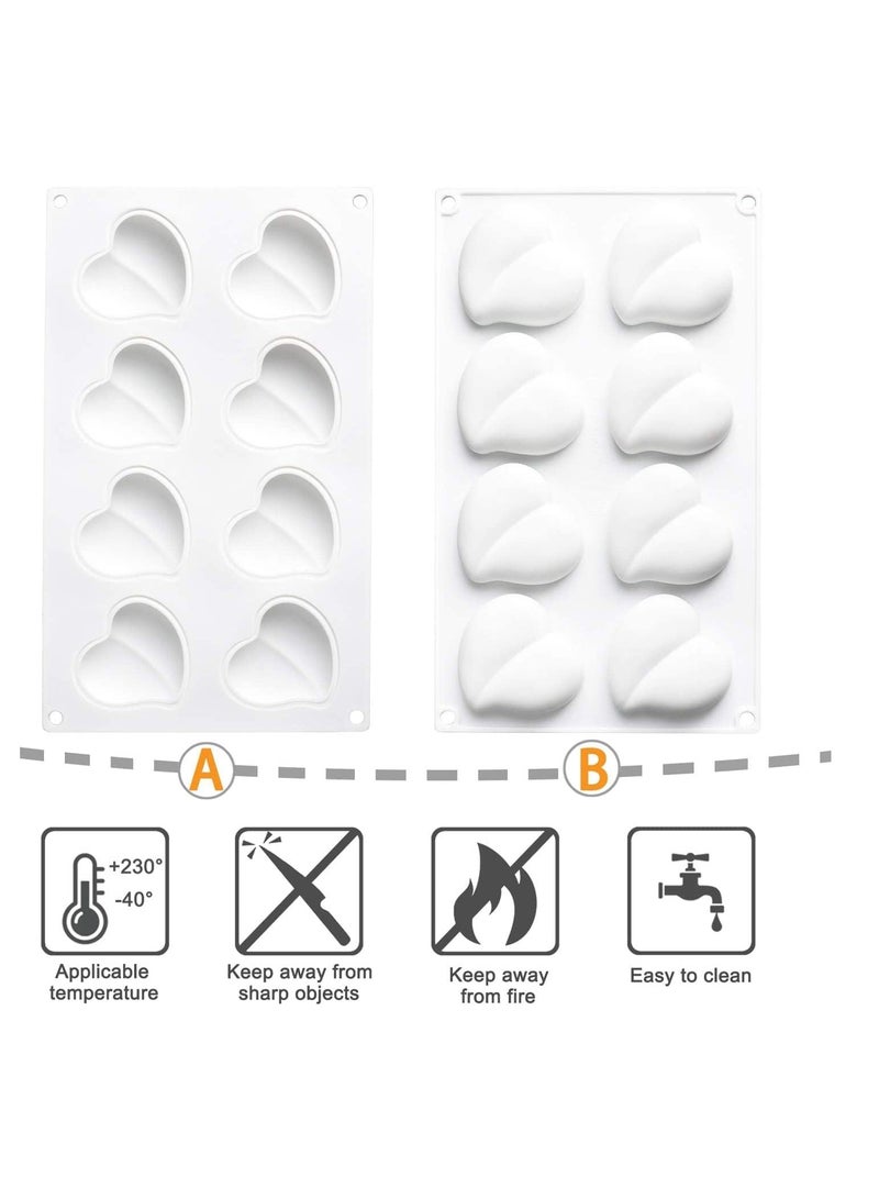مجموعة قوالب خبز سيليكون، قوالب قلب وتارت 3D غير لاصقة لتحضير الموس، الشوكولاتة، وكعكة الجبن، أدوات الحلويات DIY 8 تجاويف - Image 2