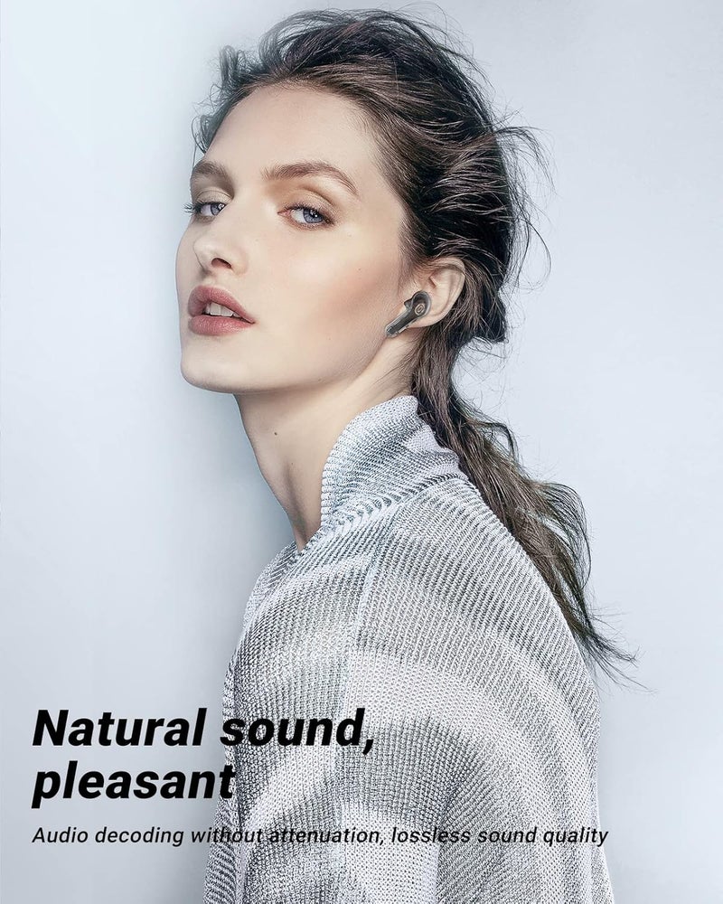 ACEFAST T8 Wireless Bluetooth 5.3 Headphones LED Power Display Mini Crystal in-Ear Earbuds with Wireless Charging Case Touch Control Built-in Mic Headphone for Sports Waterproof Earphone - Black - Image 5