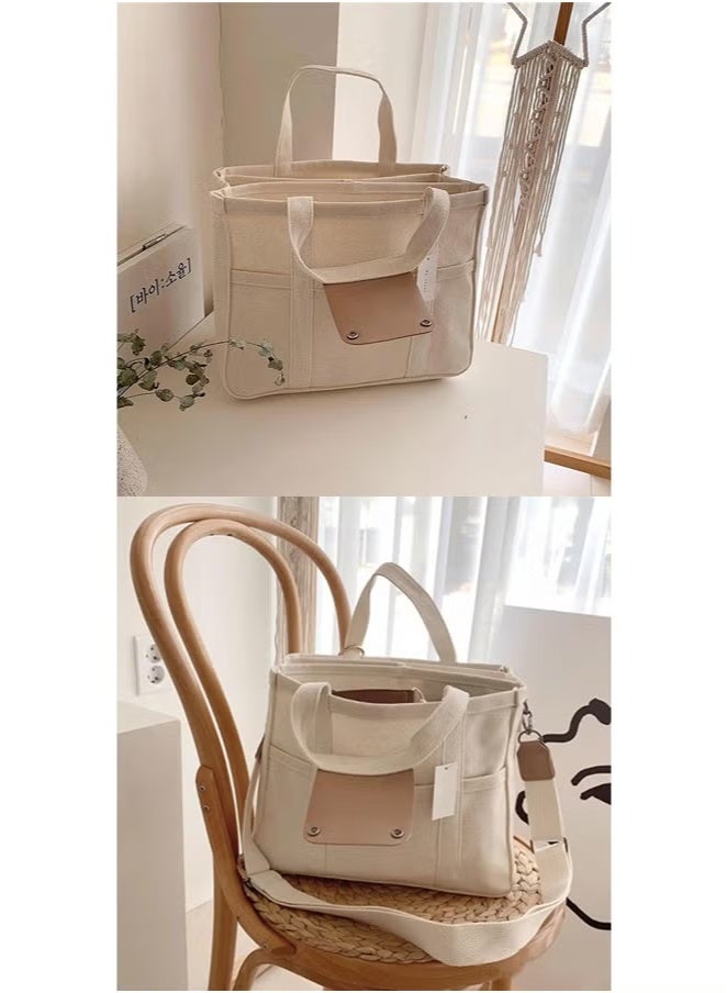 Canvas Baby Diaper Bags,Large Capacity Baby Bag for Mother,Tote Bag Mommy Bag with Multi Pockets,Crossbody Handbag Shoulder Bag with Compartments for Women Travel  - Image 5