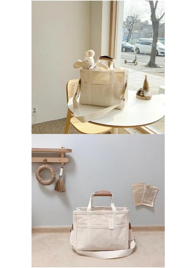 Canvas Baby Diaper Bags,Large Capacity Baby Bag for Mother,Tote Bag Mommy Bag with Multi Pockets,Crossbody Handbag Shoulder Bag with Compartments for Women Travel  - Image 4