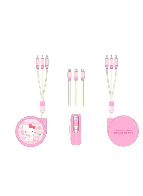 Charge all your devices effortlessly with this Hello Kitty 3-in-1 retractable charging cable.