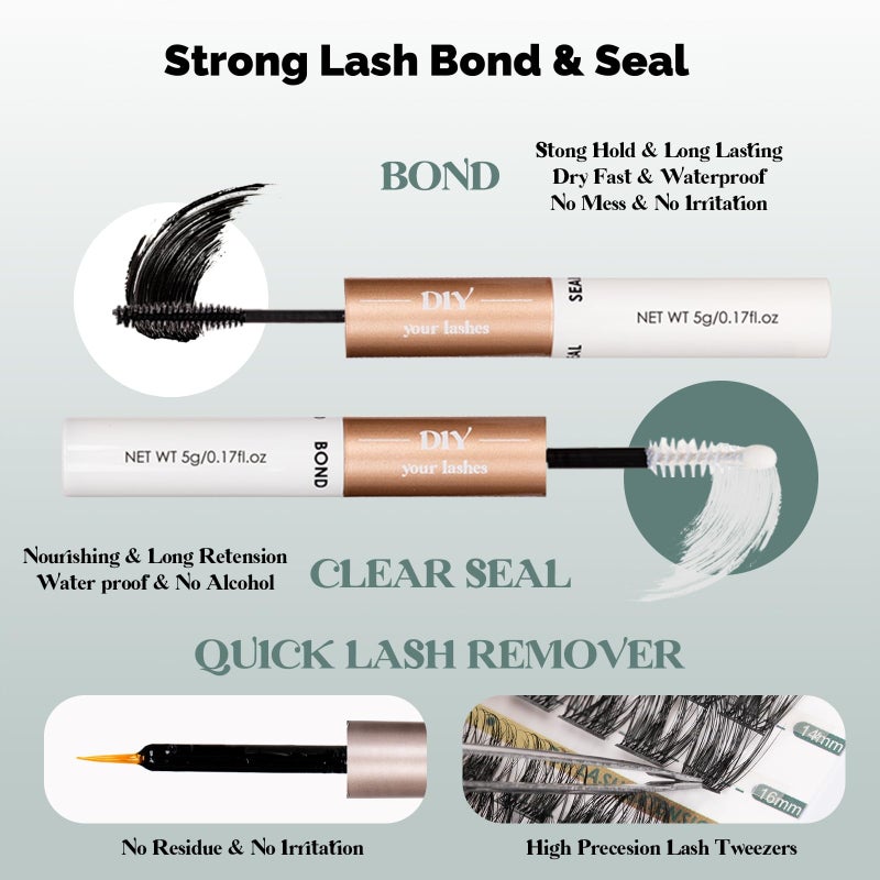 Lanciley Lash Clusters Kit 320PCS 11-20MM 40D 50D 100D Thick Volume Cluster Eyelash Extensions Natural Volume Lashes D Curly Eyelashes DIY Lash Extension Kit with Lash Bond + Seal + Remover + Tweezers-3 - Image 5