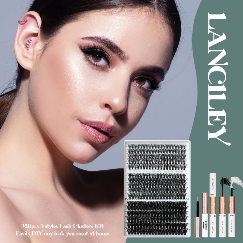 Lanciley Lash Clusters Kit 320PCS 11-20MM 40D 50D 100D Thick Volume Cluster Eyelash Extensions Natural Volume Lashes D Curly Eyelashes DIY Lash Extension Kit with Lash Bond + Seal + Remover + Tweezers-3 - Image 4