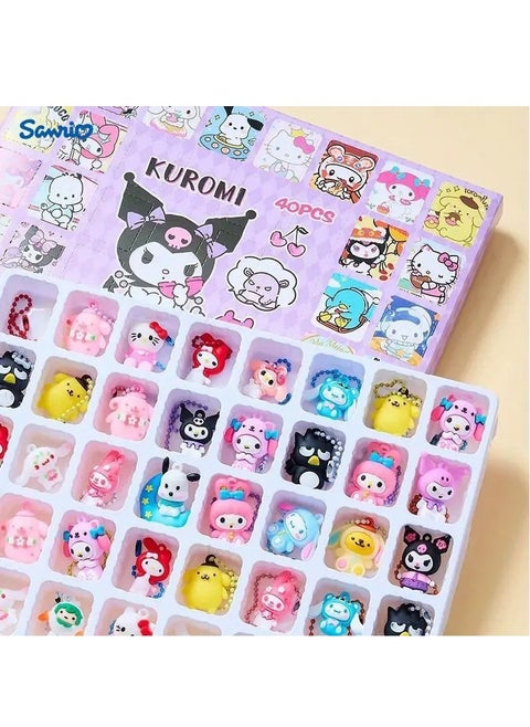 Sanrio Hidden Keys Set of 40 New 3D Characters kuromi Hello Kitty Four Large Soft Rubber kuromi Keychains