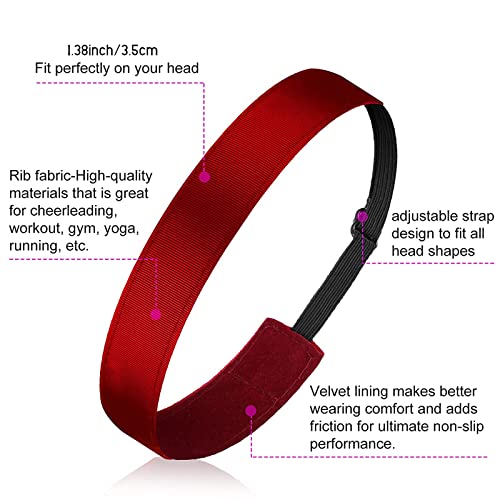 Sintege 8 Pcs Woman Elastic Headband Adjustable Non Slip Velvet Lined Headbands Solid Color Boho Hair Bands for Women Sport Yoga Work Makeup Stylish Hairband(Classic Style) - Image 2