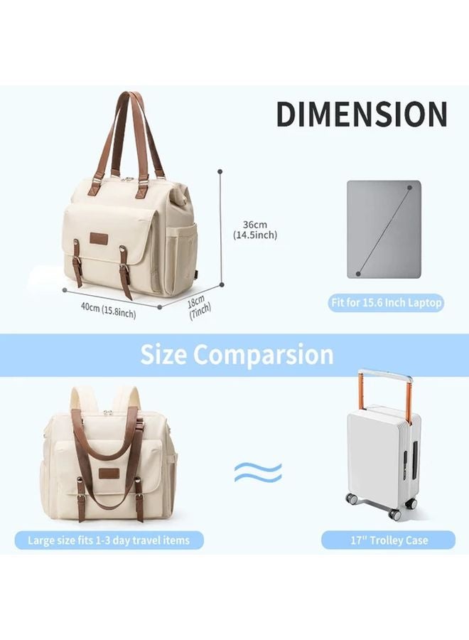 3 In 1 Convertible Insulated Mother Bag Backpack Large Capacity Soft Shell Travel Diaper Beige - Image 4