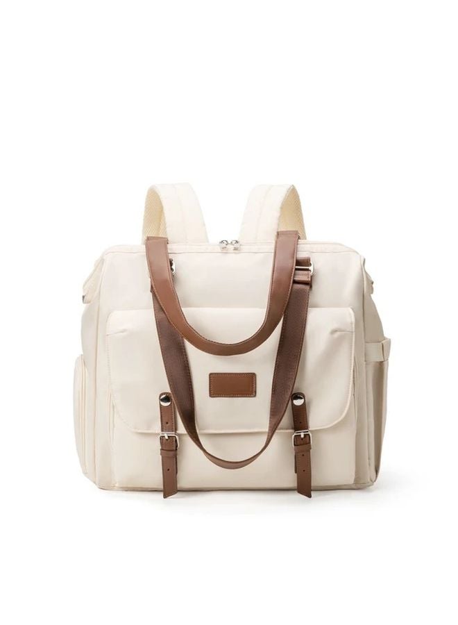 3 In 1 Convertible Insulated Mother Bag Backpack Large Capacity Soft Shell Travel Diaper Beige - Image 3