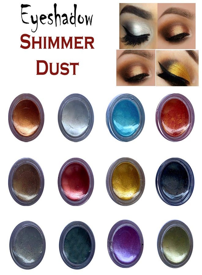 Vozwa Shining Eyeshadow Shimmer Dust,Multicolor, (12 Pcs) Shimmery Finish - Image 3
