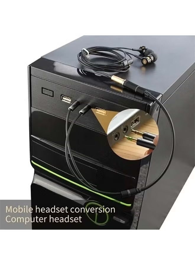 بست كابل موزع سماعة رأس وميكروفون Y من أنثى إلى ذكر أسود/ذهبي - Image 3