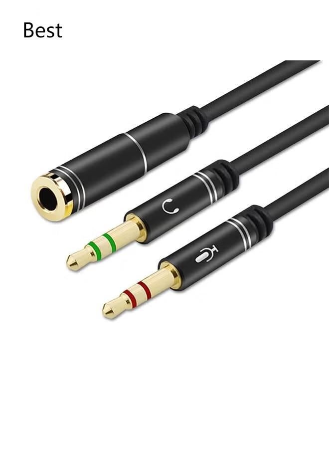 بست كابل موزع سماعة رأس وميكروفون Y من أنثى إلى ذكر أسود/ذهبي - Image 1