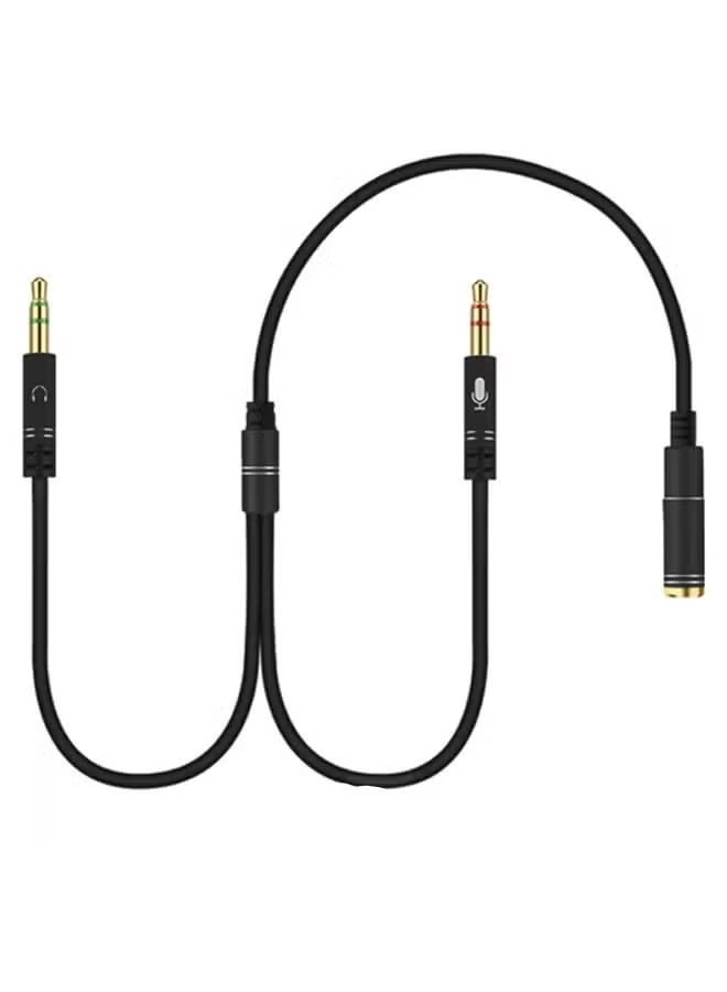 بست كابل موزع سماعة رأس وميكروفون Y من أنثى إلى ذكر أسود/ذهبي - Image 4