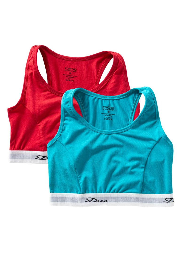 DICE Pack of 2 Cross Back Cotton Non Padded Sport Bra  - Image 1