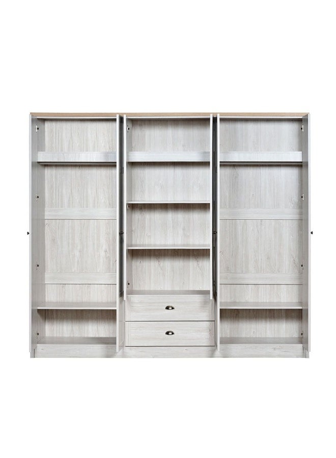 DANUBE HOME Cambridge 6-Door Wardrobe With 2 Drawers And Mirror Spacious Bedroom Storage Stylish Wardrobe With Drawers Full-Length Mirror Durable And Elegant Home Décor - Oak And White Oak - Image 5