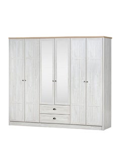 Cambridge 6-Door Wardrobe With 2 Drawers And Mirror Spacious Bedroom Storage Stylish Wardrobe With Drawers Full-Length Mirror Durable And Elegant Home Décor - Oak And White Oak - pzsku/Z6DC07CBB79AF601B0123Z/45/_/1736236759/a02fddfb-fa5c-4c75-bb87-ec2029dc84a4