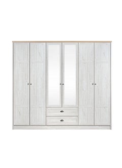 Cambridge 6-Door Wardrobe With 2 Drawers And Mirror Spacious Bedroom Storage Stylish Wardrobe With Drawers Full-Length Mirror Durable And Elegant Home Décor - Oak And White Oak - pzsku/Z6DC07CBB79AF601B0123Z/45/_/1736236770/8f397ed8-17cf-417e-81e7-bc07359377aa