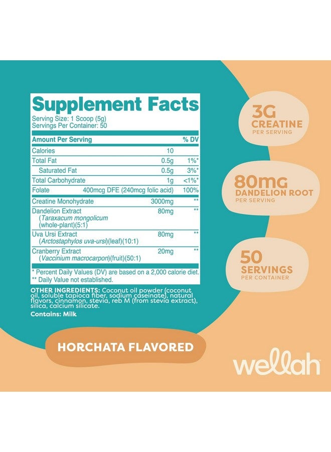Wellah Pump-It-Up Creatine Horchata Flavored (50 Servings) - Creatine Monohydrate with Dandelion, Uva Ursi, & Cranberry Extract - Image 2