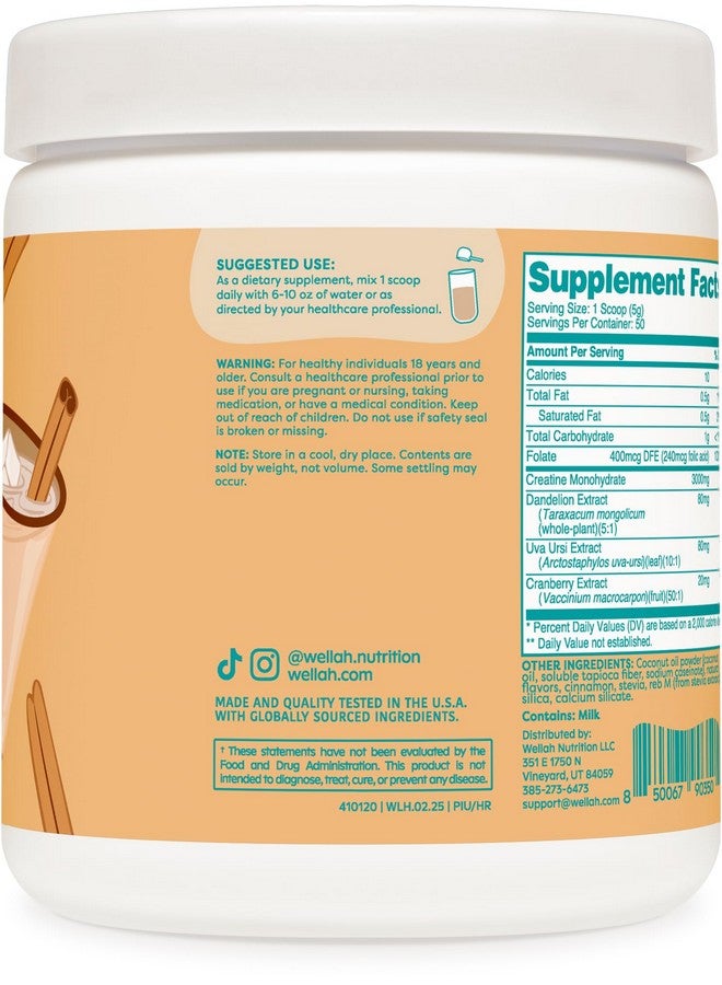Wellah Pump-It-Up Creatine Horchata Flavored (50 Servings) - Creatine Monohydrate with Dandelion, Uva Ursi, & Cranberry Extract - Image 3