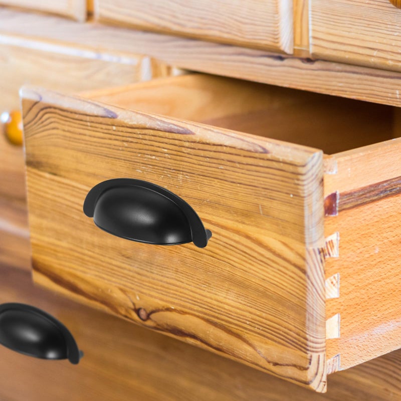 Black Semi Circle Drawer Pulls Rustic Cabinet Handles For Kitchen Dresser Replacement - Image 5