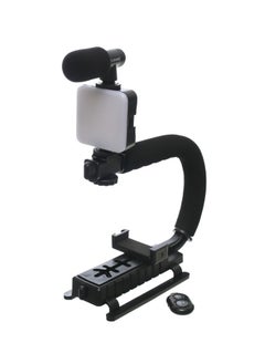 Plocama PK-777 Video Making Kit for Camera & Mobile Phones | Includes Tripod, Microphone, LED Flashlight, Smartphone Universal Holder & Remote Control | All-in-One Content Creation Kit for Vloggers, Streamers, and Photographers-black