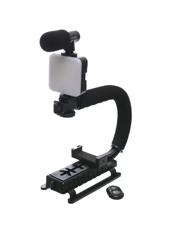 PLOKAMA - Plocama PK-777 Video Making Kit for Camera & Mobile Phones | Includes Tripod, Microphone, LED Flashlight, Smartphone Universal Holder & Remote Control | All-in-One Content Creation Kit for Vloggers, Streamers, and Photographers-black - Image 1