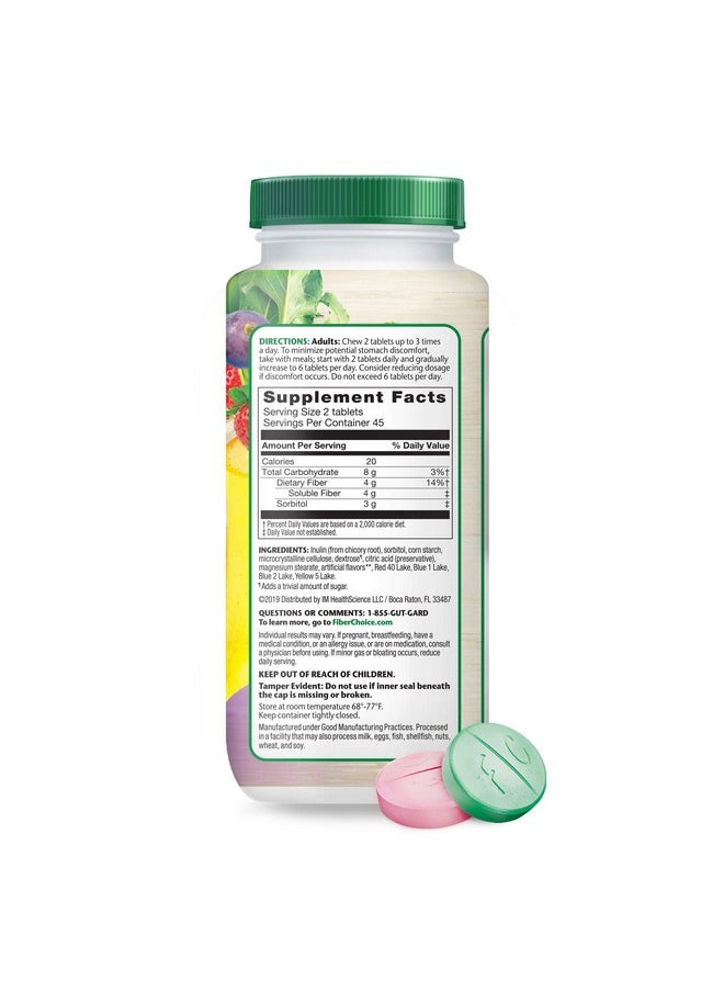 Daily Prebiotic Fiber Chewable Tablets Assorted Fruit 90 Count Pack Of 2