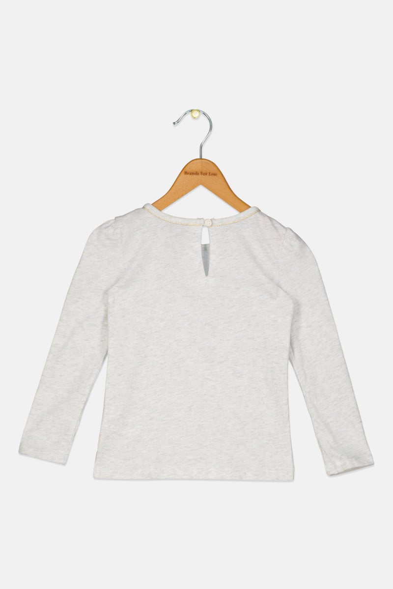 carter's Kids Girl Textured Long Sleeve Top, Grey Combo - Image 2