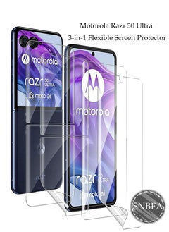 SNBFA 2 PCS 3-in-1 Flexible Screen Protector for Motorola Razr 50 Ultra, with Fingerprint Unlock Compatible, Full Adhesive Soft Film Phone Display Cover Accessory for Moto Razr 50 Ultra  - Image 1