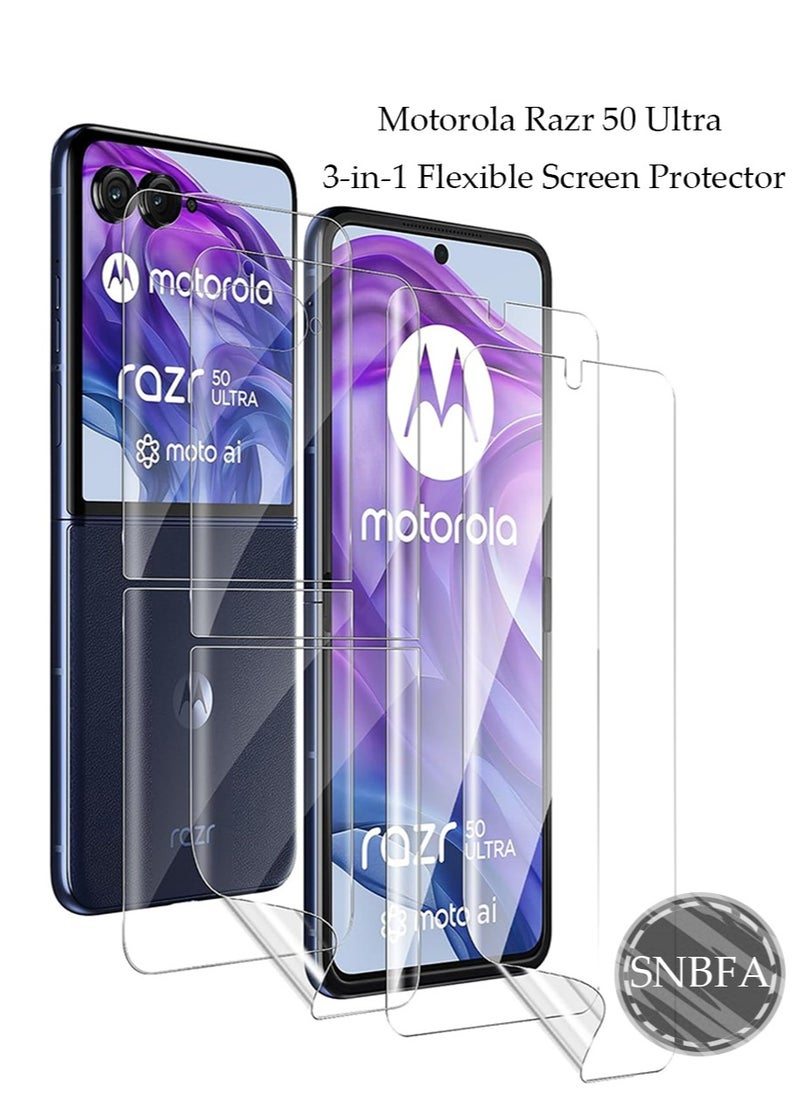 SNBFA - 2 PCS 3-in-1 Flexible Screen Protector for Motorola Razr 50 Ultra, with Fingerprint Unlock Compatible, Full Adhesive Soft Film Phone Display Cover Accessory for Moto Razr 50 Ultra - Image 1