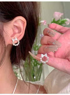 Needle Butterfly Knot Pearl Earrings High-end Luxury Small Few Ear Jewelry Women Korean Style Ear studs