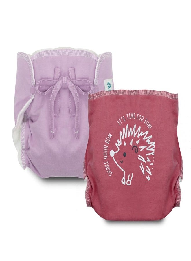 A Toddler Thing Ultra Nappies 2.0 with Dry Feel|Padded Underwear|Reusable Cotton Nappy, Langot|Double Gussets for Leak Protection|Superior Absorption|Lilac Funk|3-6m|Pack of 2 - Image 1