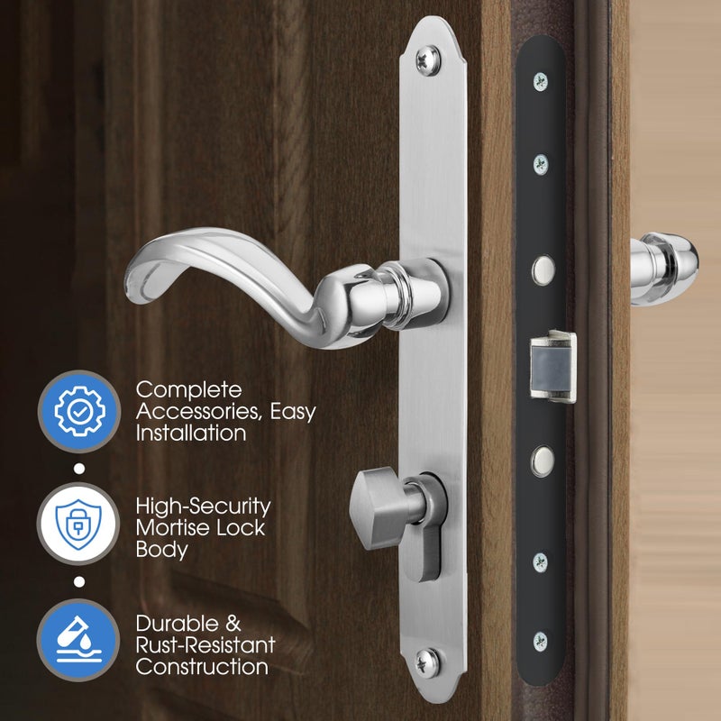 HauSun Storm Door Handle Set Replacement Kit with 2 Point Mortise Lock and Key,Security Door Keyed Lever Handle Fits for Pella or Larson Storm Door (Brushed Nickel) - Image 3