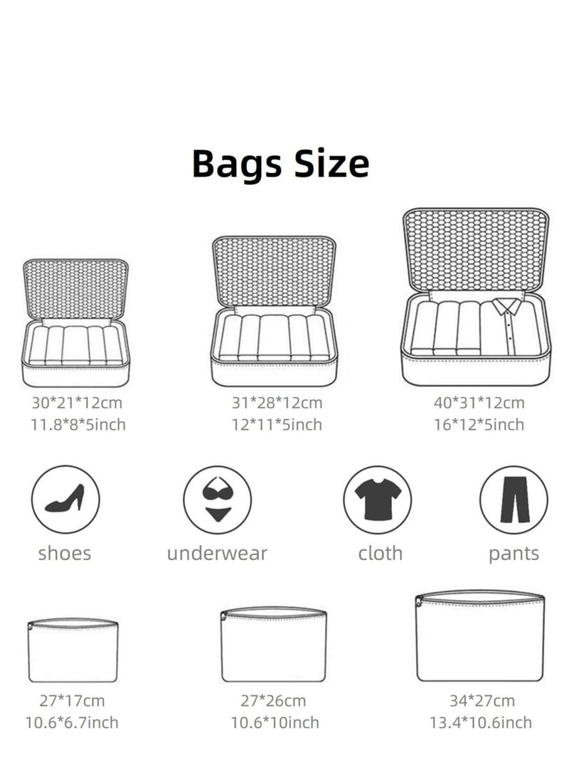 DUNISO 6 Pcs/2 Set total of 12 PCS Travel Storage Bag Set Multi-functional Clothing Sorting Packages Travel Packing Organizor Luggage Organizer Pouch (winered 12PCS)  - Image 2