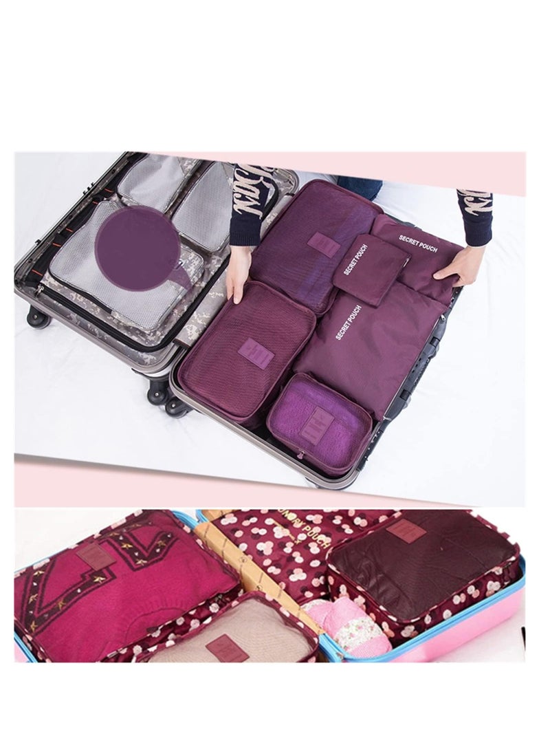 DUNISO 6 Pcs/2 Set total of 12 PCS Travel Storage Bag Set Multi-functional Clothing Sorting Packages Travel Packing Organizor Luggage Organizer Pouch (winered 12PCS)  - Image 3