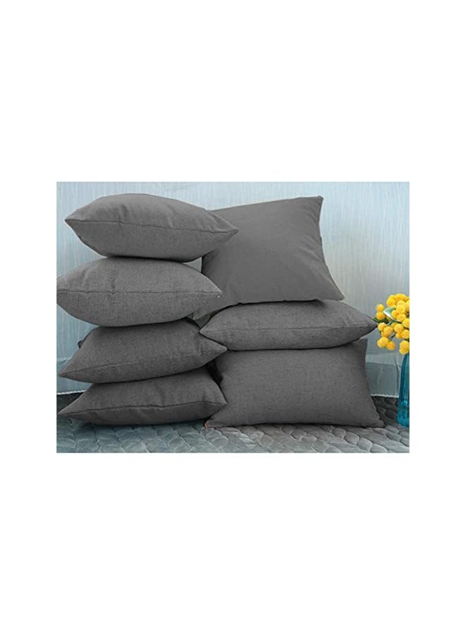Zaboon 2 Pieces Linen Decorative Cushion Set Solid Design 50X30 Cm Dark Grey - Image 4