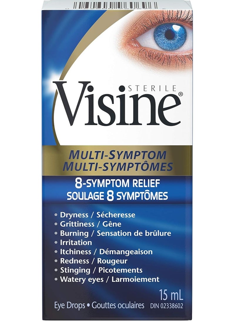 Visine Multi-Symptom Relief Eye Drops, 15ml - Image 1